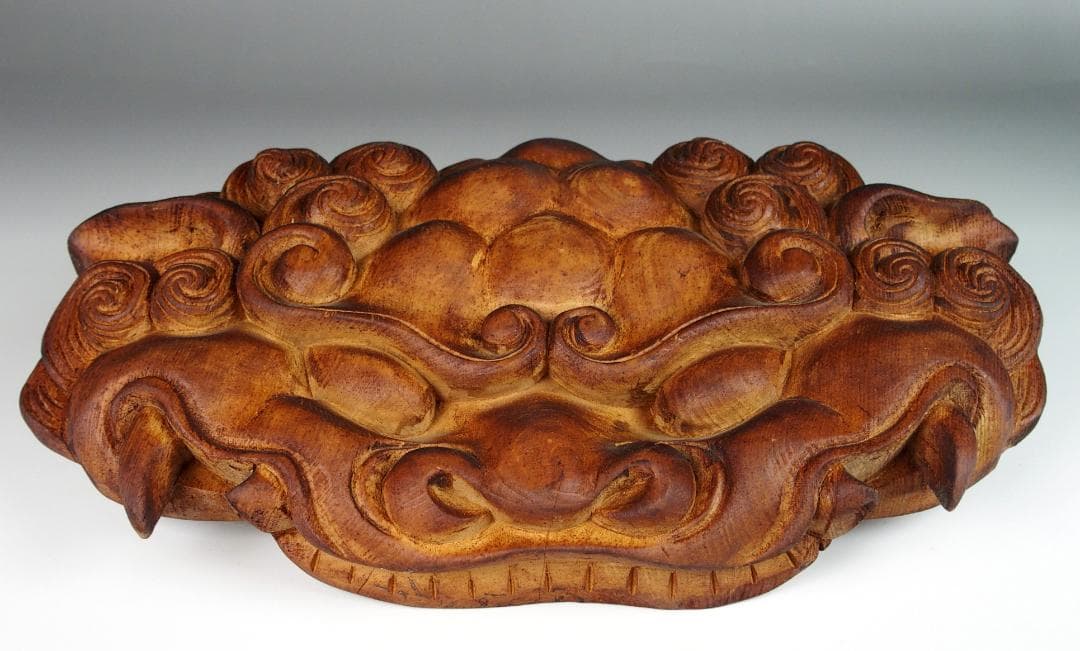 【木彫　獅噛】魔除け　獅子噛み　社寺彫刻　宮彫り　だんじり　山車　悪疫を噛み砕く