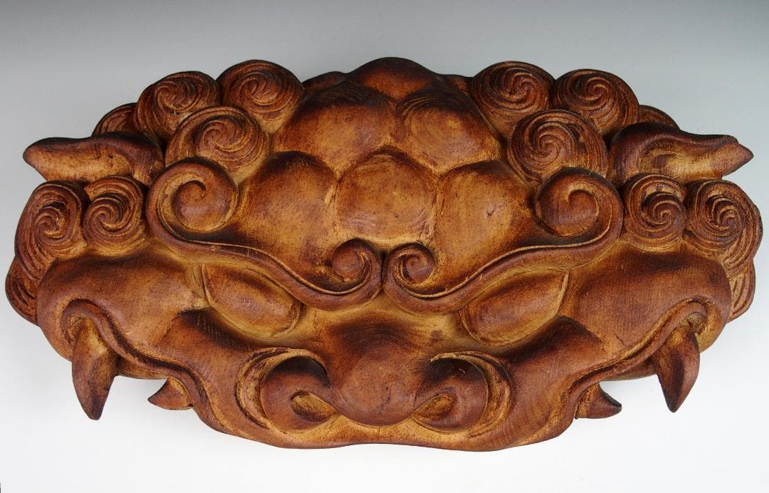 【木彫　獅噛】魔除け　獅子噛み　社寺彫刻　宮彫り　だんじり　山車　悪疫を噛み砕く