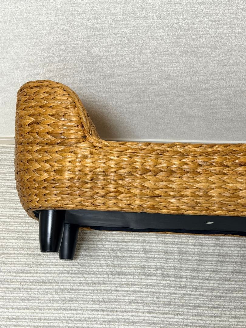 【美品✨】ガラス天板付きテーブル　リゾート　バリ風 ウォーターヒヤシンス