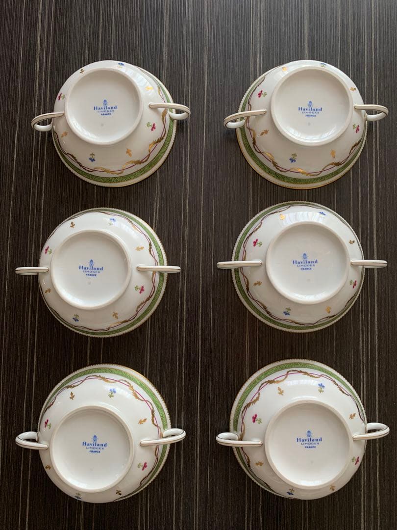 お値下げ。アビランド　ヴューパリ　大皿4枚、小皿7枚、スープカップ6客　セット