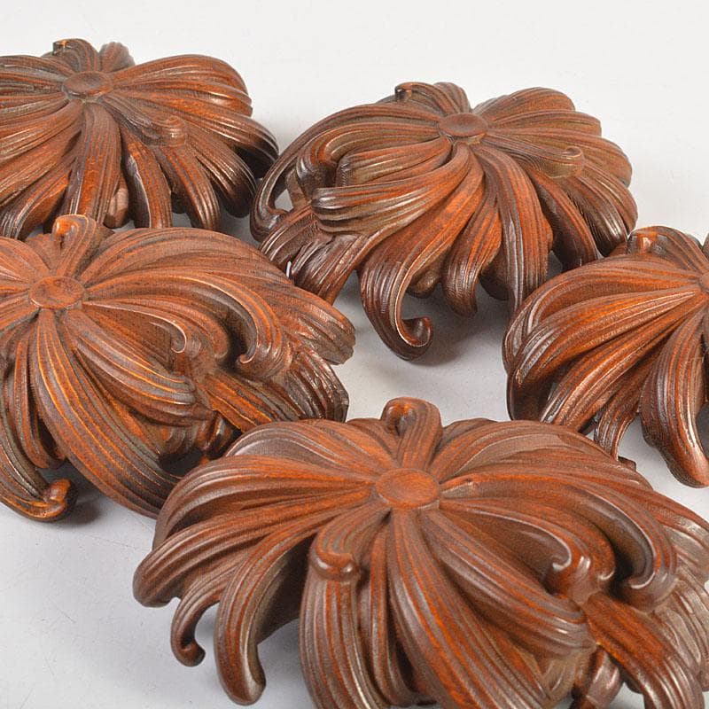 中国　唐木紫檀製　蓮花彫　茶托　5客　M　6751E