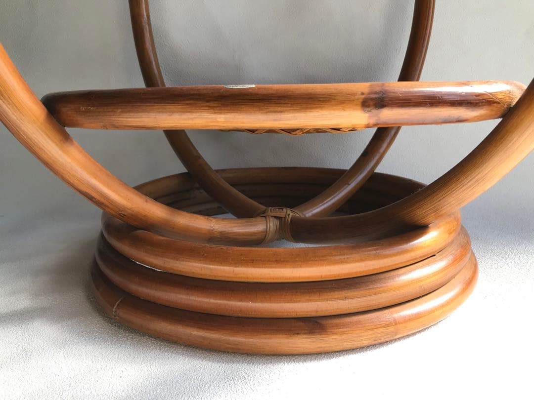 ラタン 天板ガラステーブル 古家具 センターテーブル 台湾製 ヴィンテージ