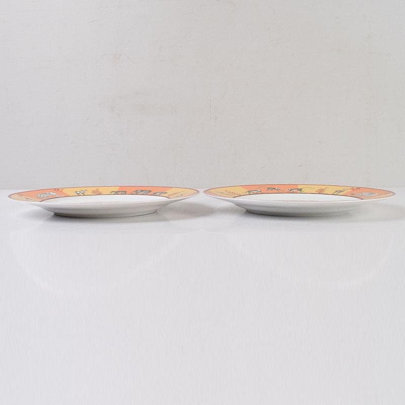 HERMES　エルメス　アフリカシリーズ　ペアプレート　箱付　M　R9131