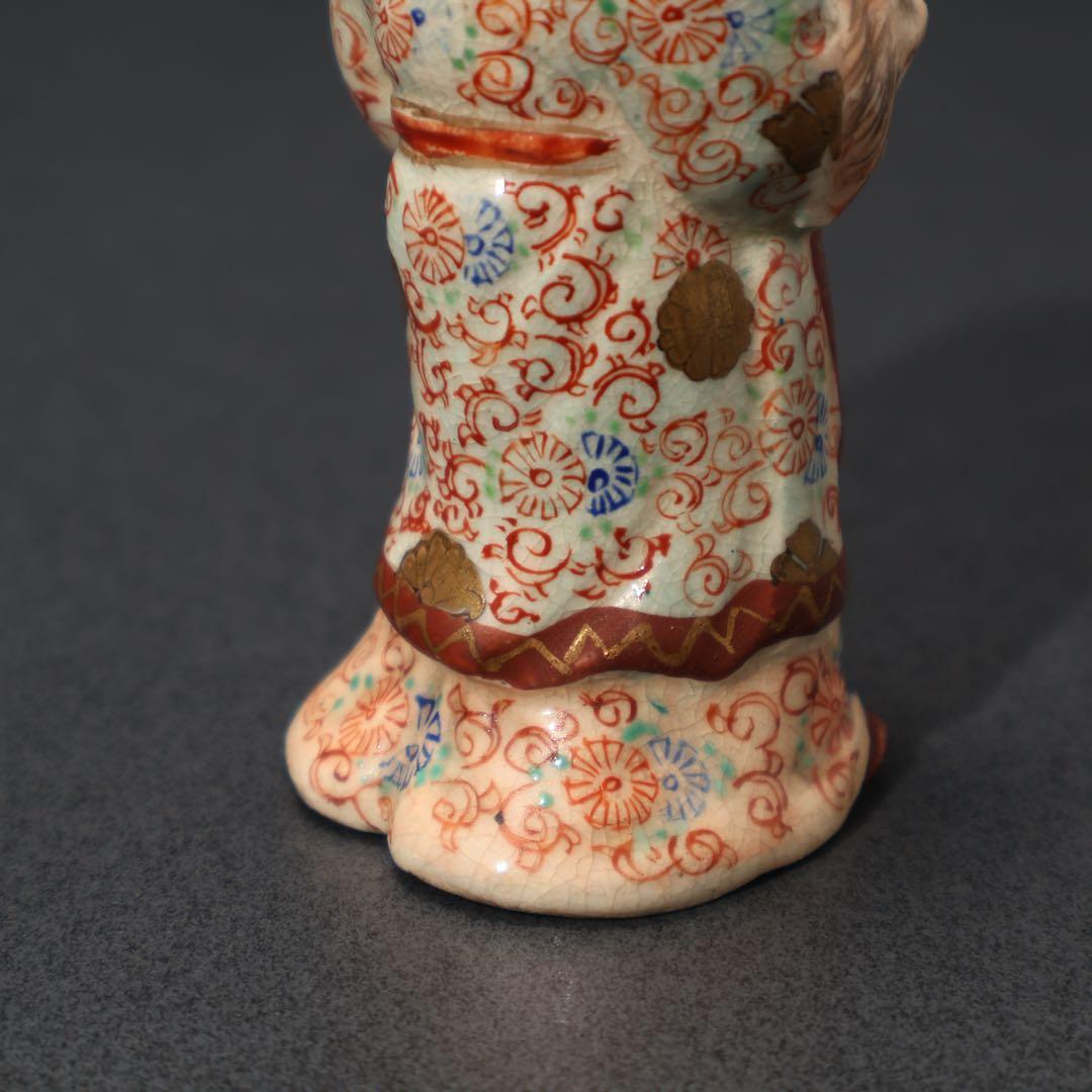 明治期　童子　置物　人形　薩摩　九谷　赤絵　骨董　R1575ダS