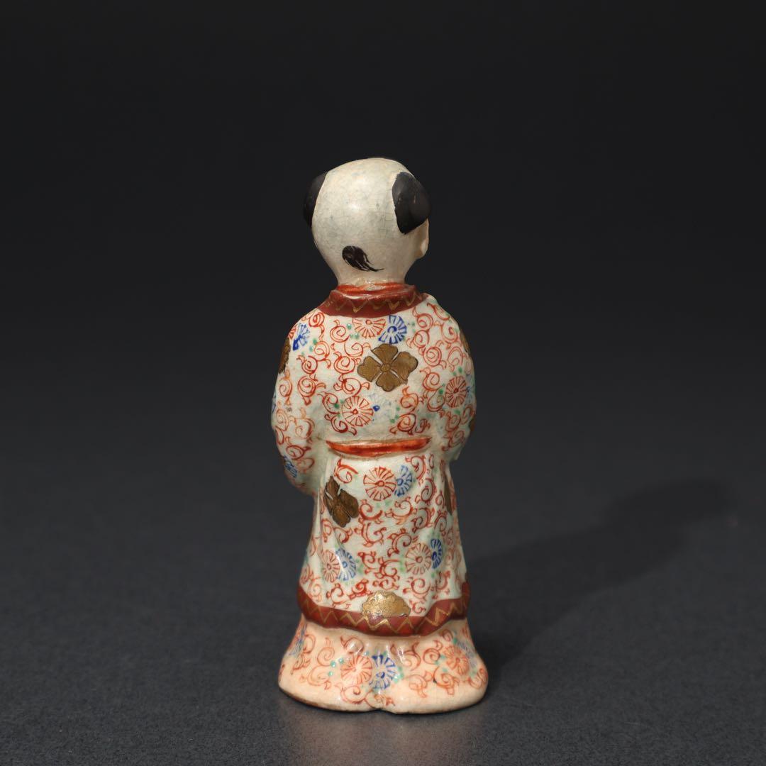 明治期　童子　置物　人形　薩摩　九谷　赤絵　骨董　R1575ダS