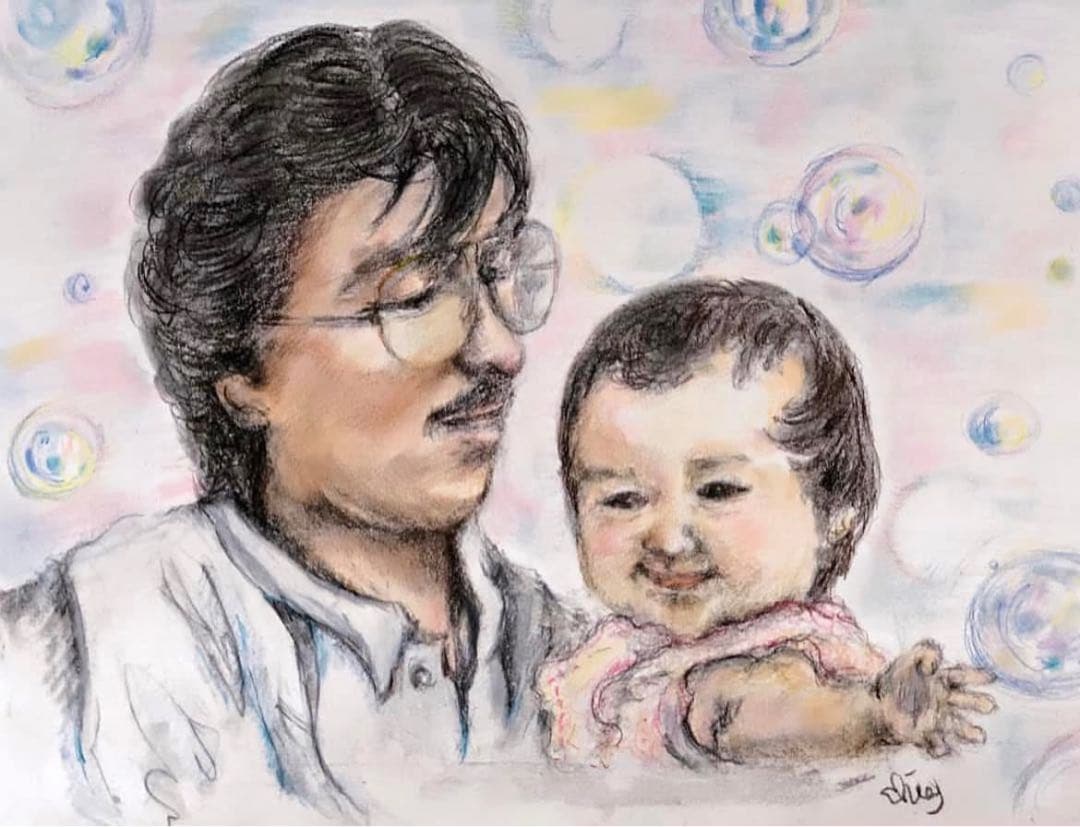 受注制作　店主のこだわり2人似顔絵　パステル画　B5サイズ