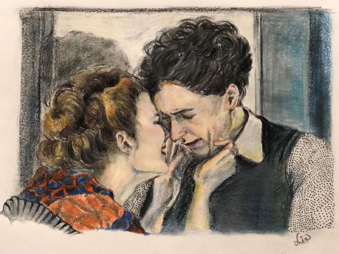 受注制作　店主のこだわり2人似顔絵　パステル画　B5サイズ