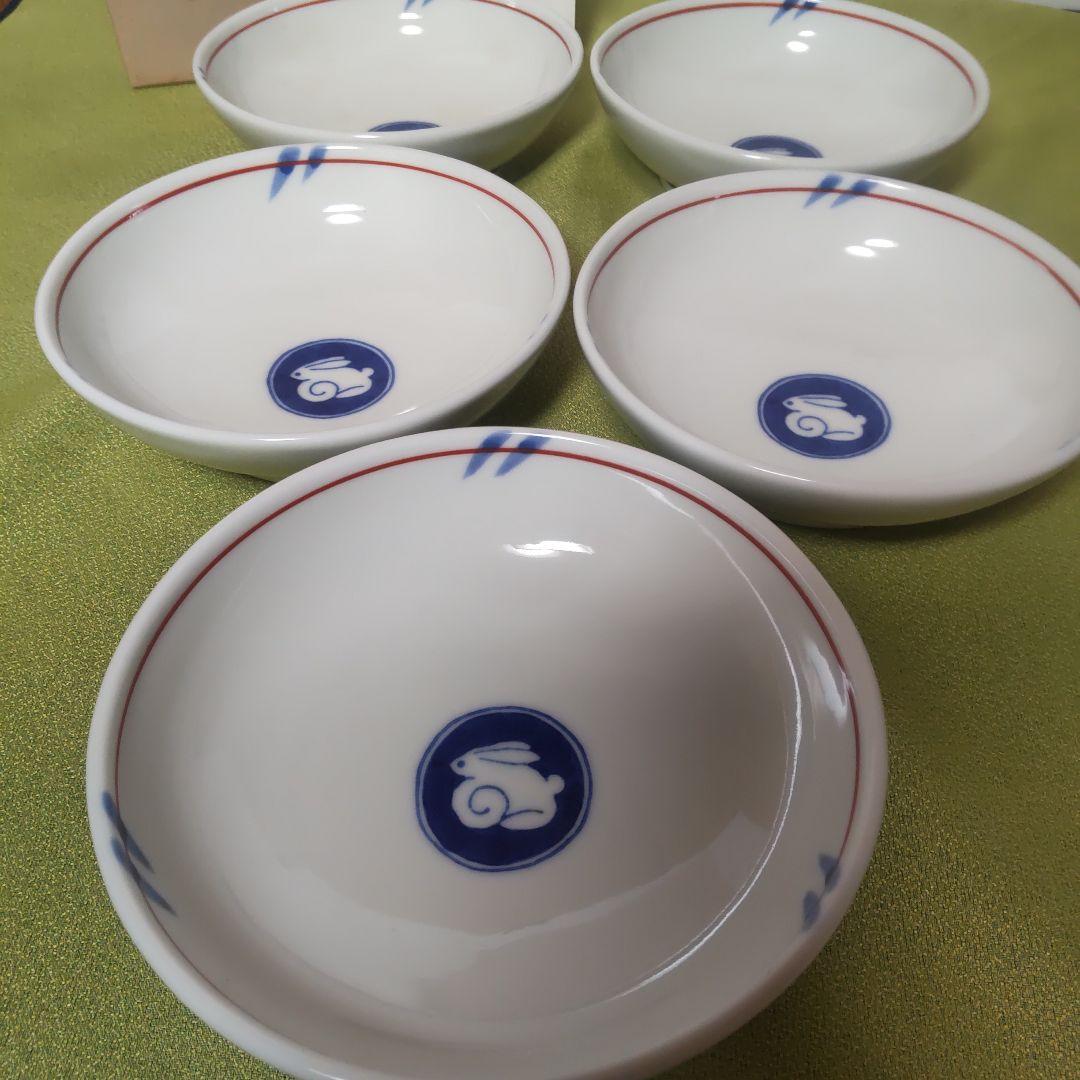 深川製磁 うさぎ 月見うさぎ 深皿 平小鉢 鉢 廃盤品 深川 深川製 皿 箱付