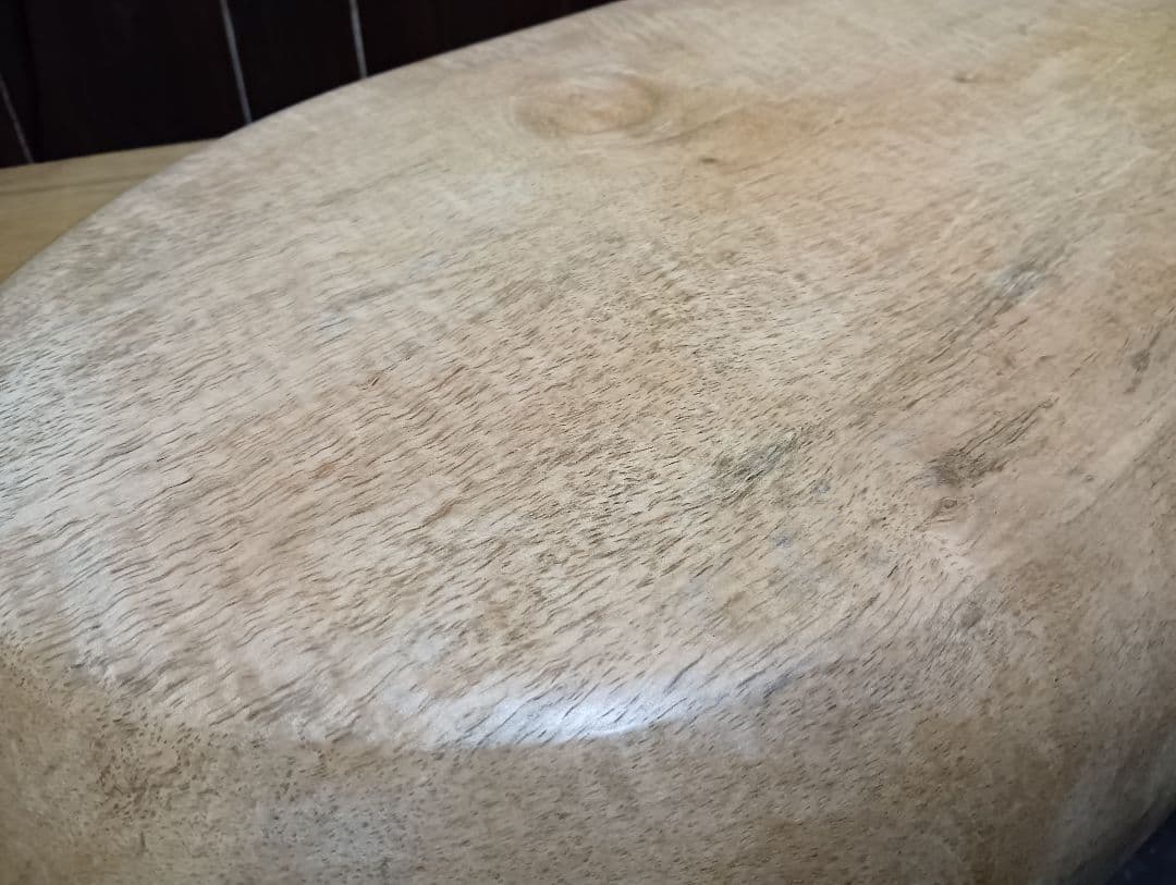 希少　1960's　オールドチーク　無垢材　ウッドカービング　バスケット　トレイ