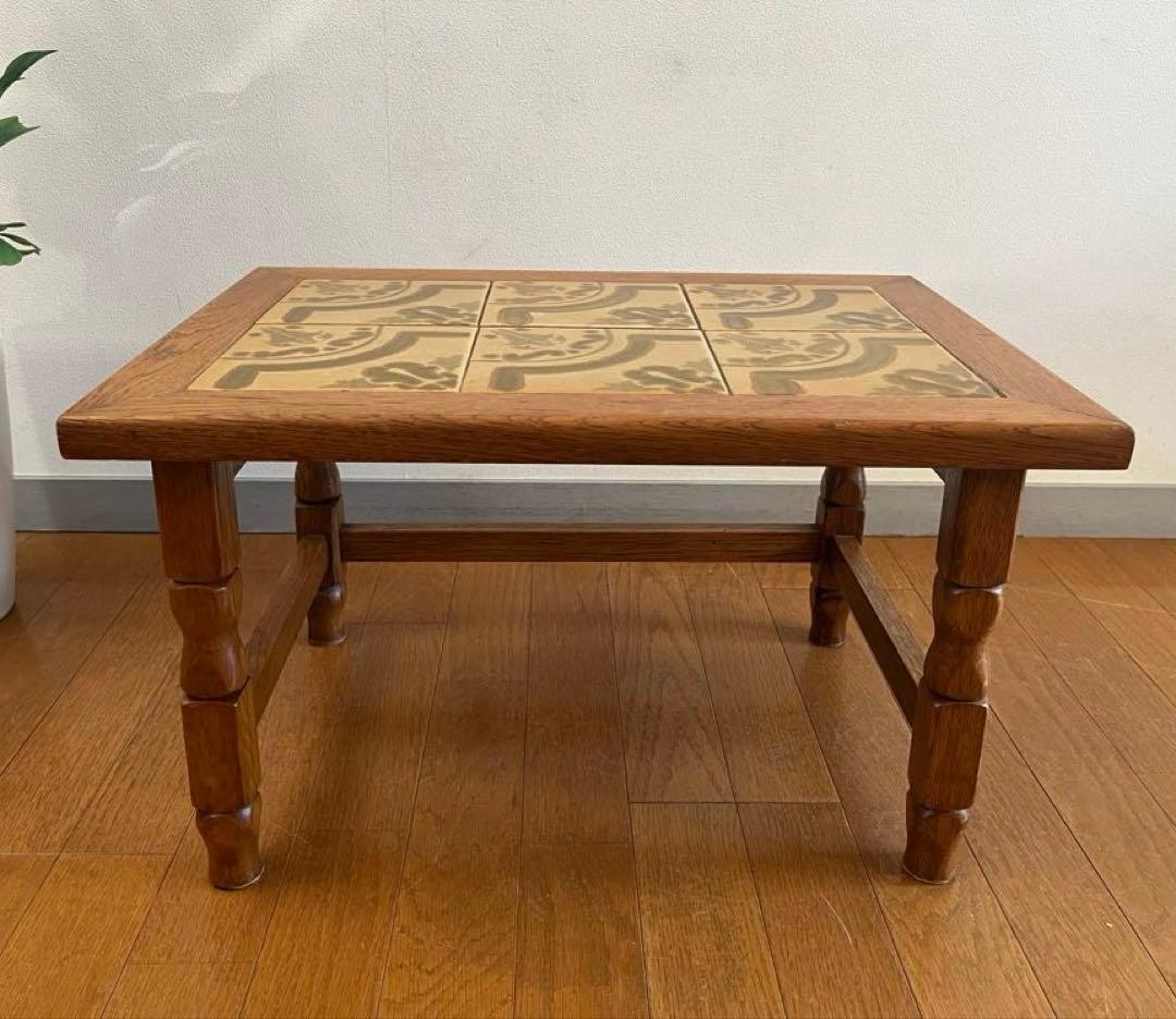 ヴィンテージ　ルーマニア　タイルトップ　ネストテーブル　オーク　サイドテーブル