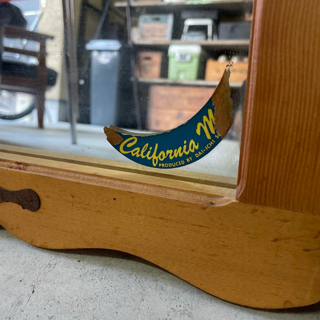 ヴィンテージ ウッドドア ミラー 両開き扉式 壁掛け 鏡 姿見 蚤の市 ルーバー