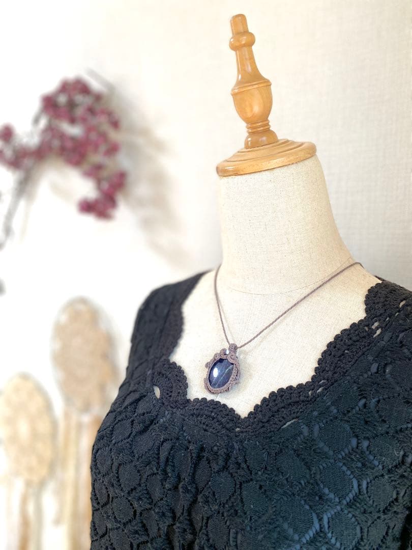 ソーダライト＊天然石マクラメネックレス/ヒーラーの作るお守りアクセサリー