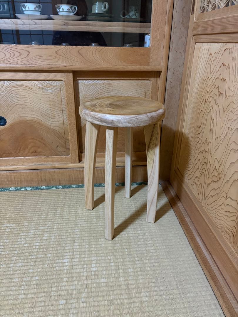 1366建具屋一筋58年のおじいちゃんの手作りスツール、イス☆けやき