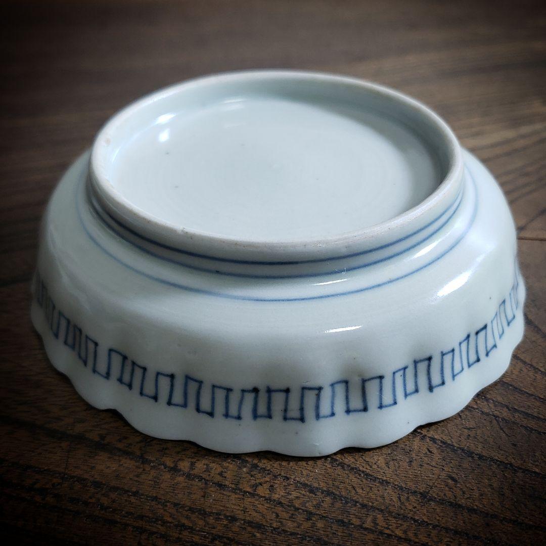 小皿 染付 花弁縁 丸窓 松竹梅 縁文 雷文 訳あり 明治 大正 古伊万里