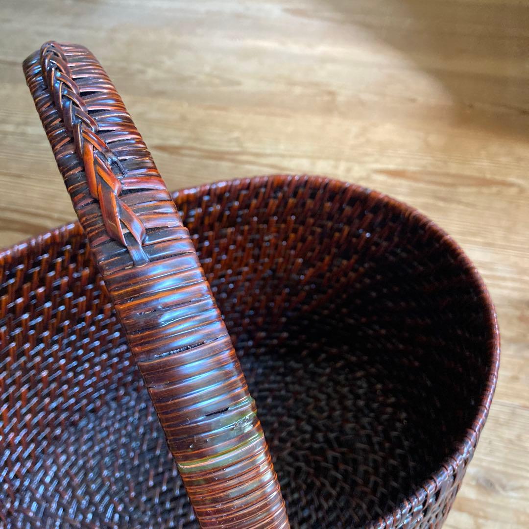 ⭐︎美品⭐︎未使用　天然素材　バスケット　かご　籐籠　竹籠　漆塗り　漆