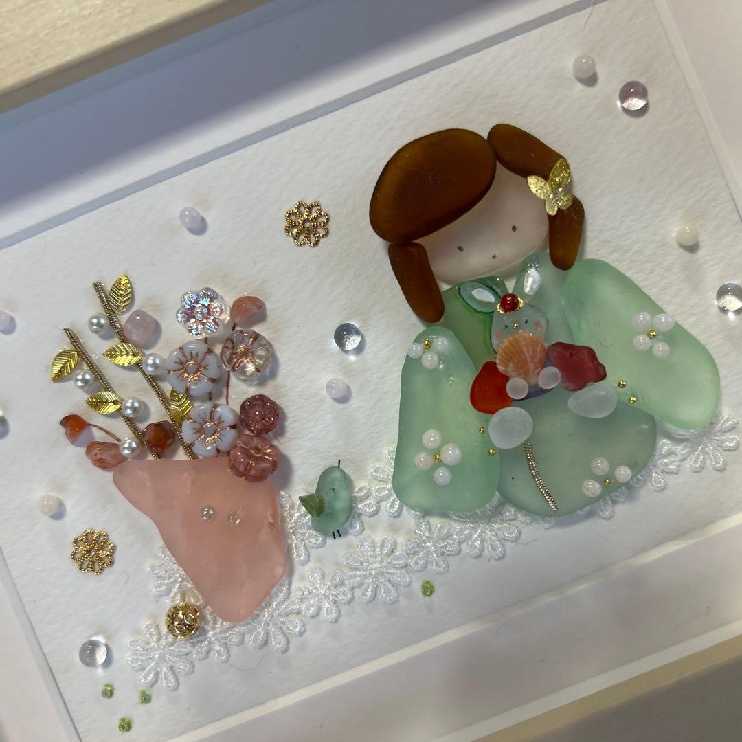 シーグラスアート　うさぎ雛を飾る日♪