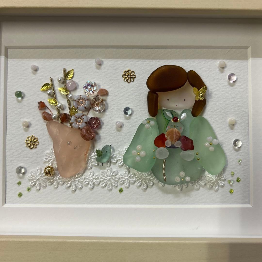 シーグラスアート　うさぎ雛を飾る日♪