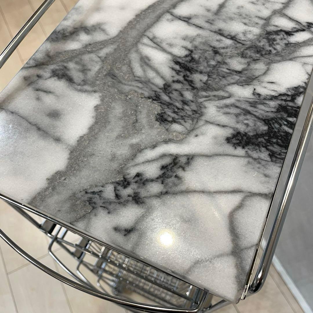 ASPLUND スリムトローリー 4段 キャスター付 収納ワゴン 天板天然大理石