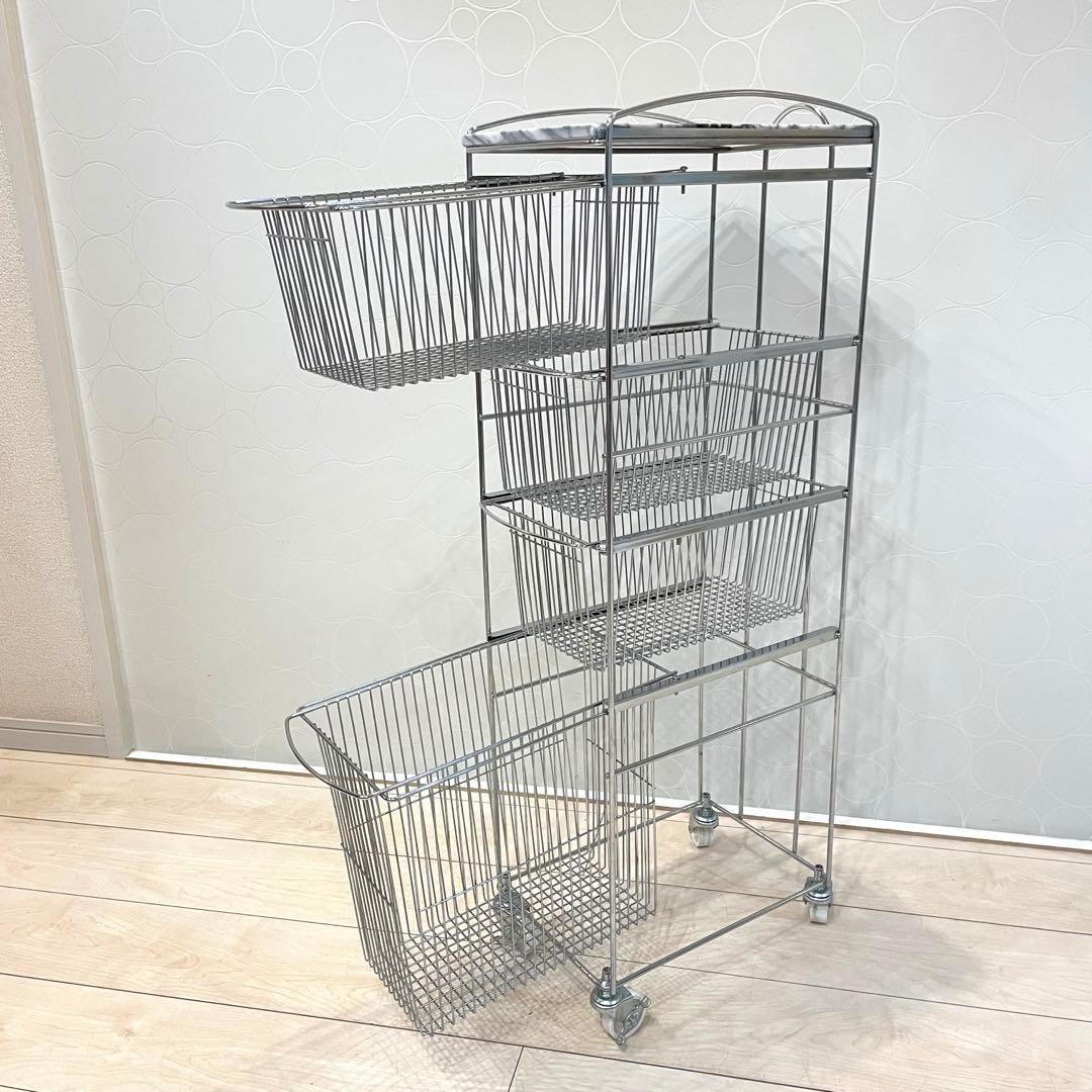 ASPLUND スリムトローリー 4段 キャスター付 収納ワゴン 天板天然大理石