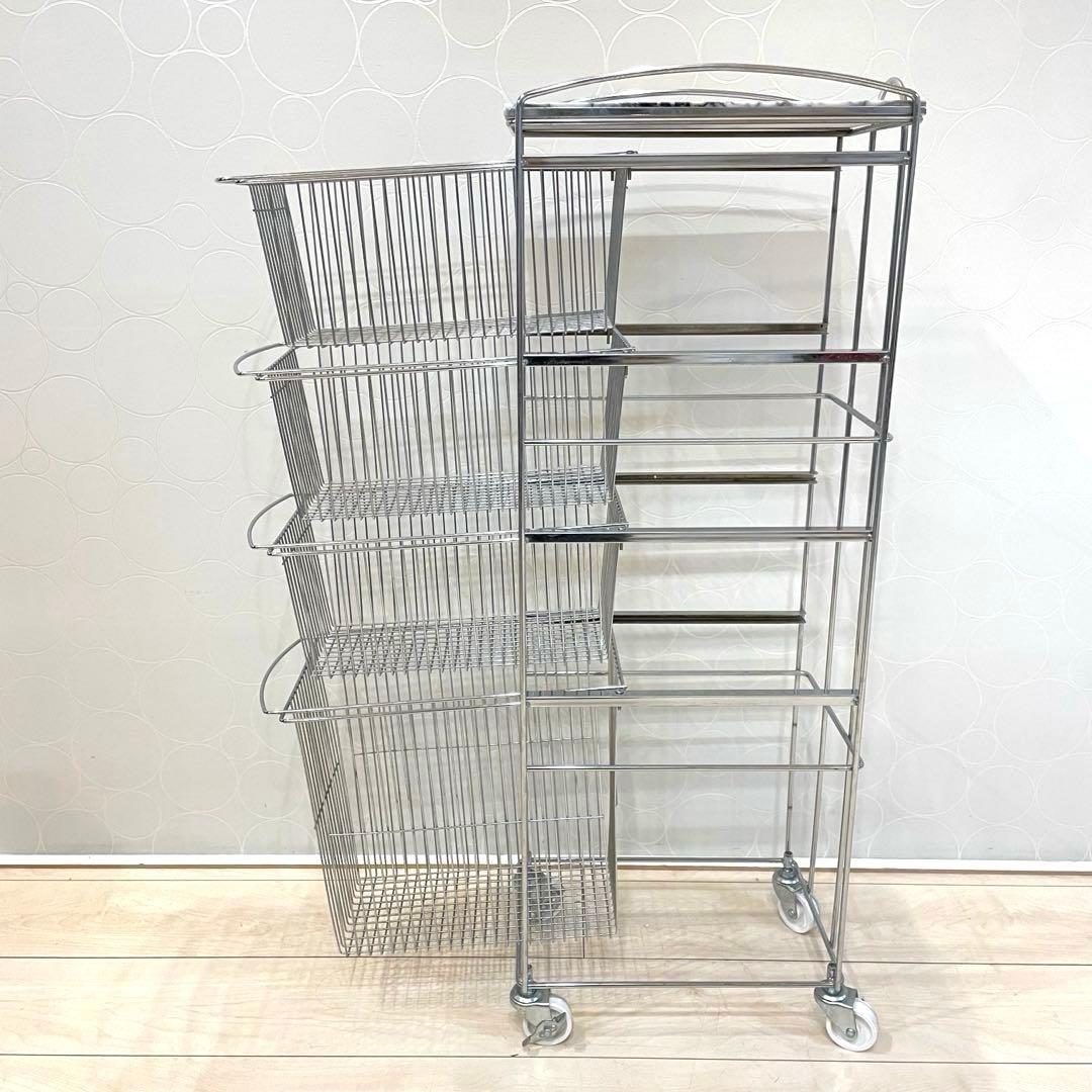 ASPLUND スリムトローリー 4段 キャスター付 収納ワゴン 天板天然大理石