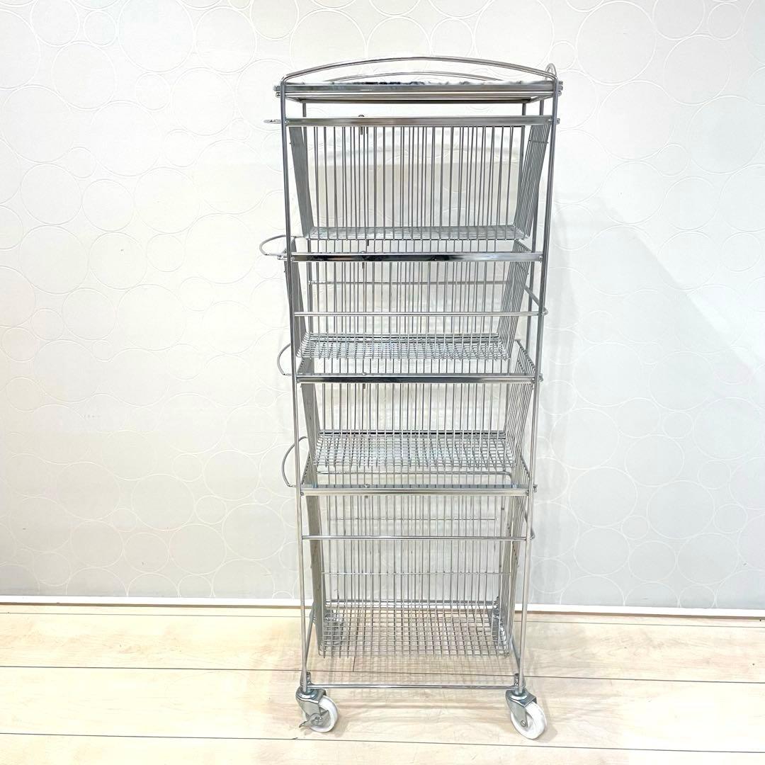 ASPLUND スリムトローリー 4段 キャスター付 収納ワゴン 天板天然大理石