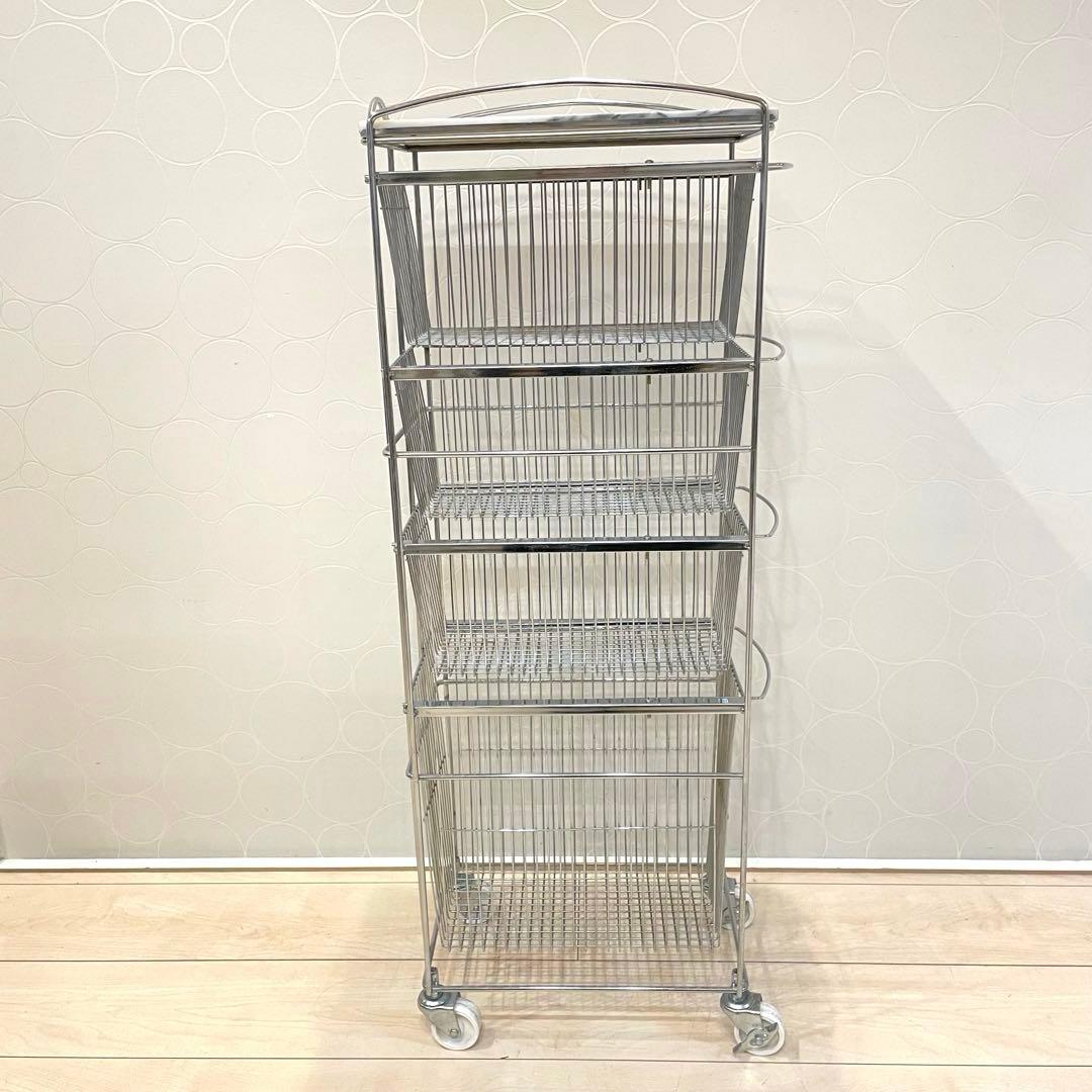 ASPLUND スリムトローリー 4段 キャスター付 収納ワゴン 天板天然大理石