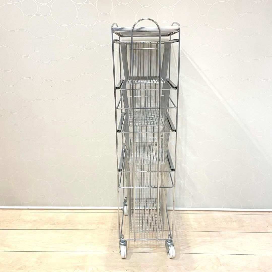 ASPLUND スリムトローリー 4段 キャスター付 収納ワゴン 天板天然大理石