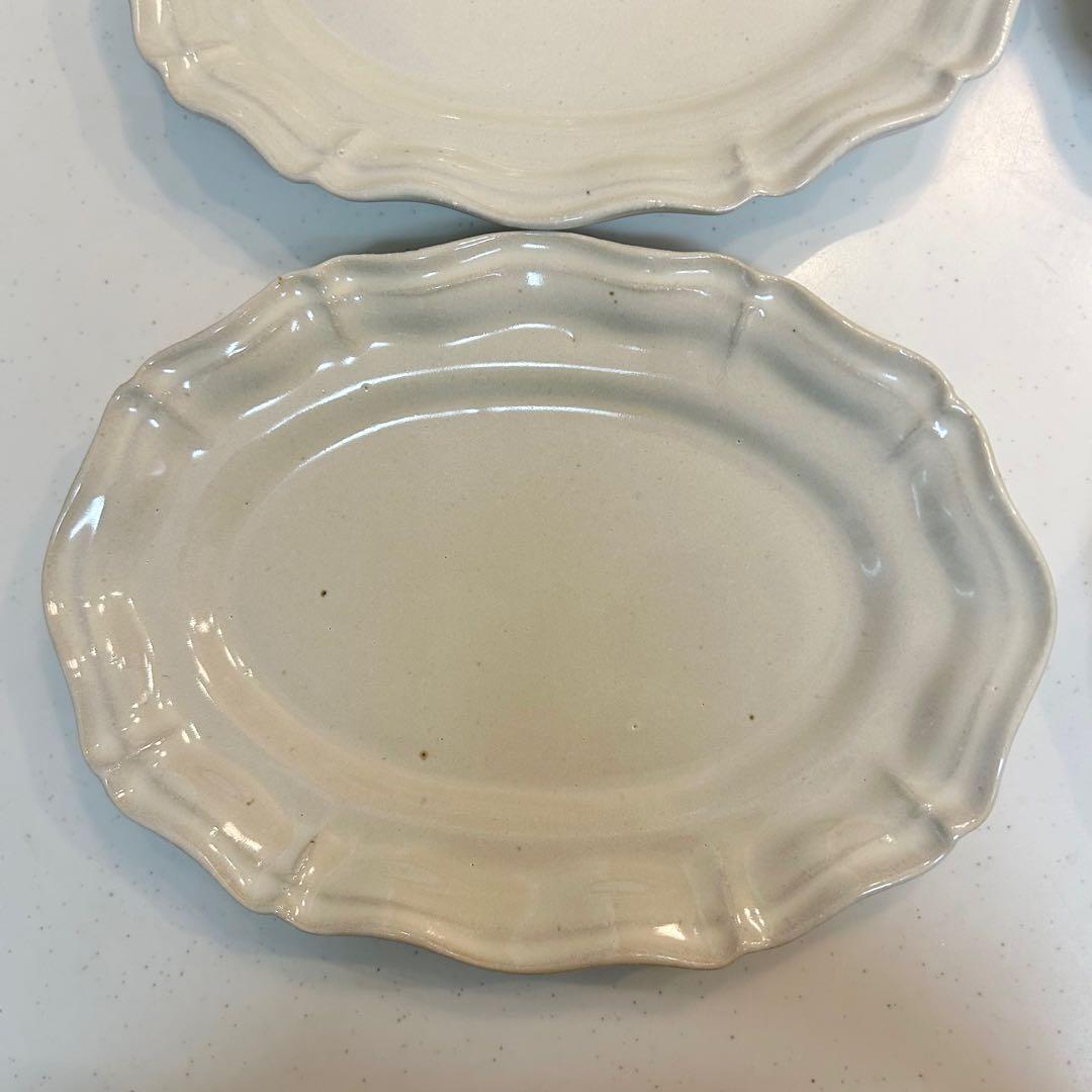 土本製陶　レリーフオーバルS プレート4枚