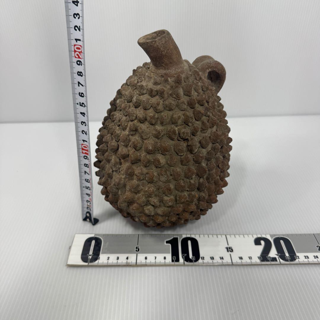 【希少】 アフリカ民芸風 ドリアン 土器 一輪挿し プリミティブアート オブジェ