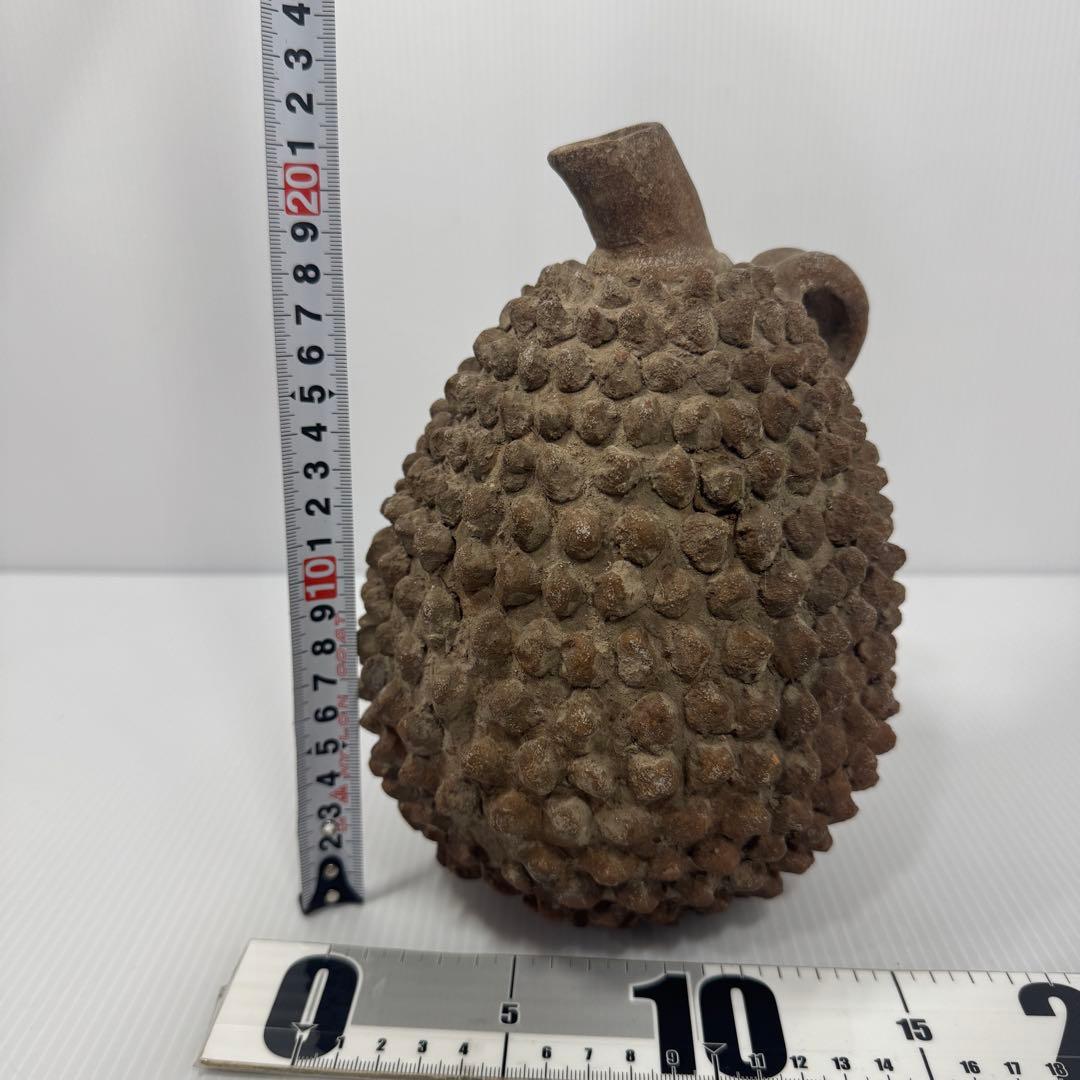 【希少】 アフリカ民芸風 ドリアン 土器 一輪挿し プリミティブアート オブジェ