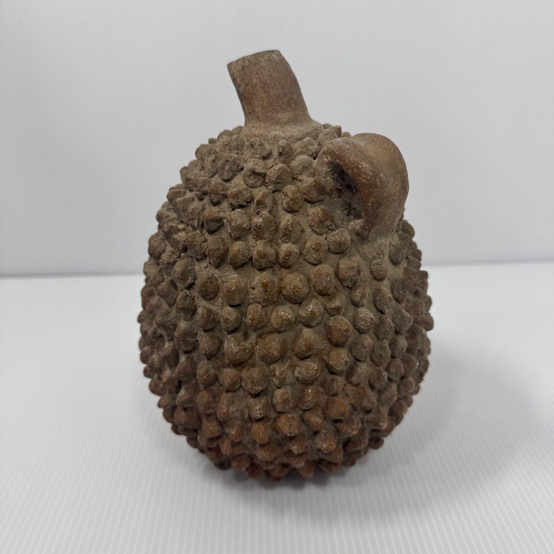 【希少】 アフリカ民芸風 ドリアン 土器 一輪挿し プリミティブアート オブジェ