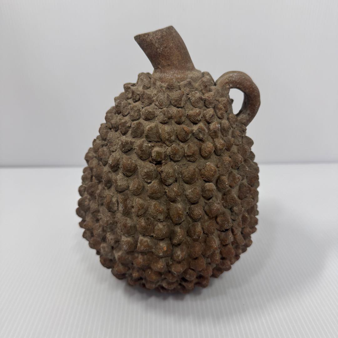 【希少】 アフリカ民芸風 ドリアン 土器 一輪挿し プリミティブアート オブジェ