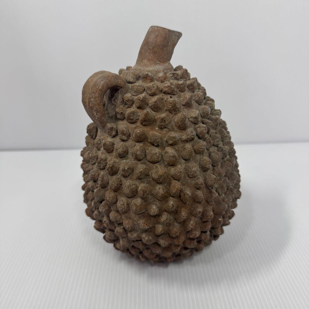 【希少】 アフリカ民芸風 ドリアン 土器 一輪挿し プリミティブアート オブジェ