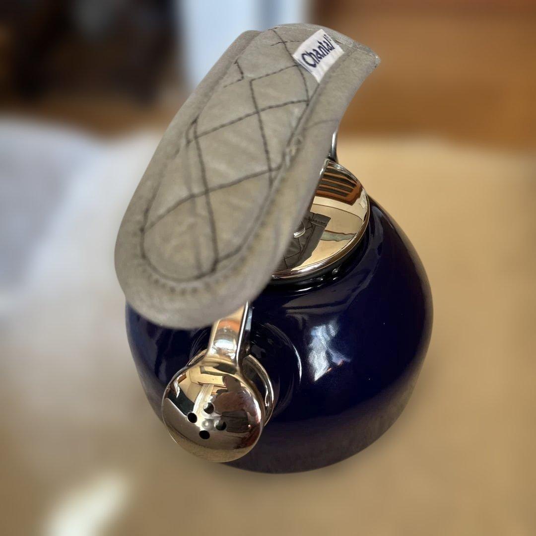 Chantal 青色 ホーローやかん 鍋つかみ付き