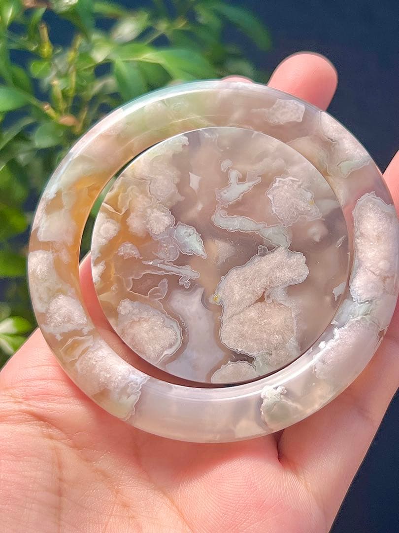 チェリーブロッサムアゲート 桜瑪瑙 天然石 瑪瑙　バングル　天然石 着物和服