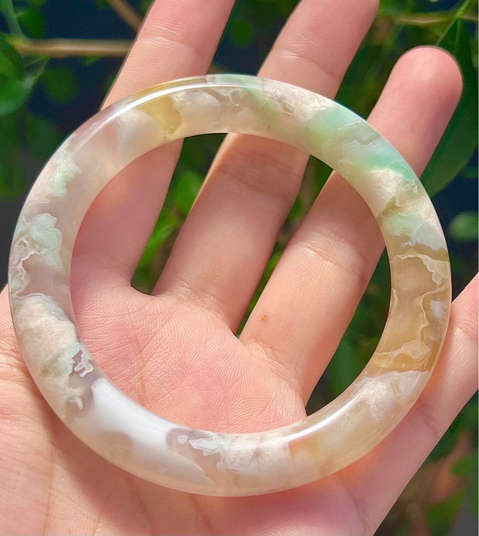 チェリーブロッサムアゲート 桜瑪瑙 天然石 瑪瑙　バングル　天然石 着物和服