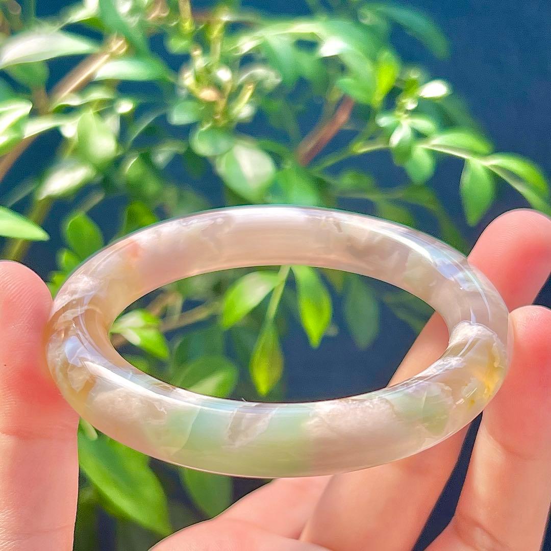 チェリーブロッサムアゲート 桜瑪瑙 天然石 瑪瑙　バングル　天然石 着物和服