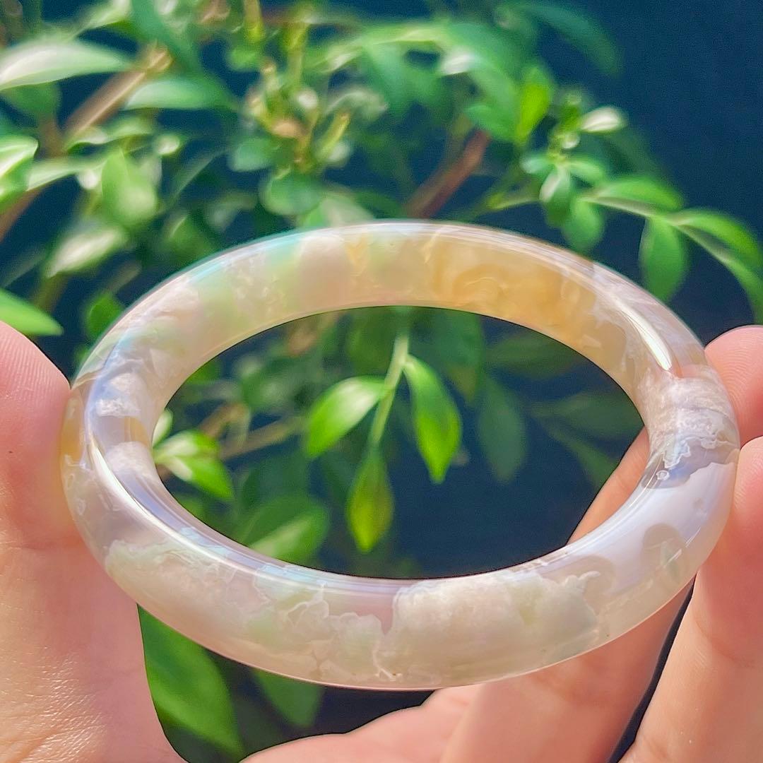 チェリーブロッサムアゲート 桜瑪瑙 天然石 瑪瑙　バングル　天然石 着物和服