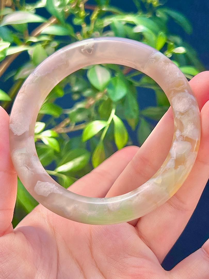 チェリーブロッサムアゲート 桜瑪瑙 天然石 瑪瑙　バングル　天然石 着物和服