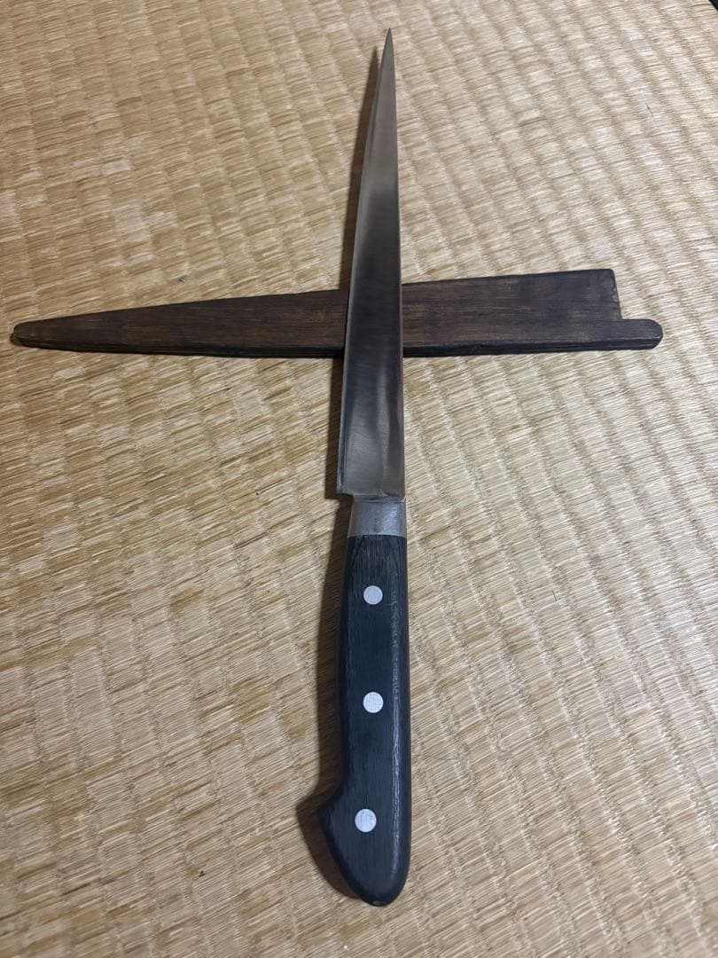 東京　杉本　サーモンスライサー　刃渡り約25㎝ 高級金蘭包丁袋付