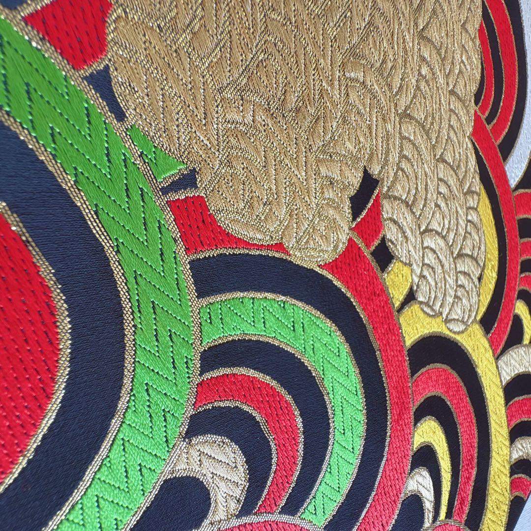 セット　七五三７歳女の子　青地花御所車　黒地袋帯　青海波金　袖なし長襦袢7103