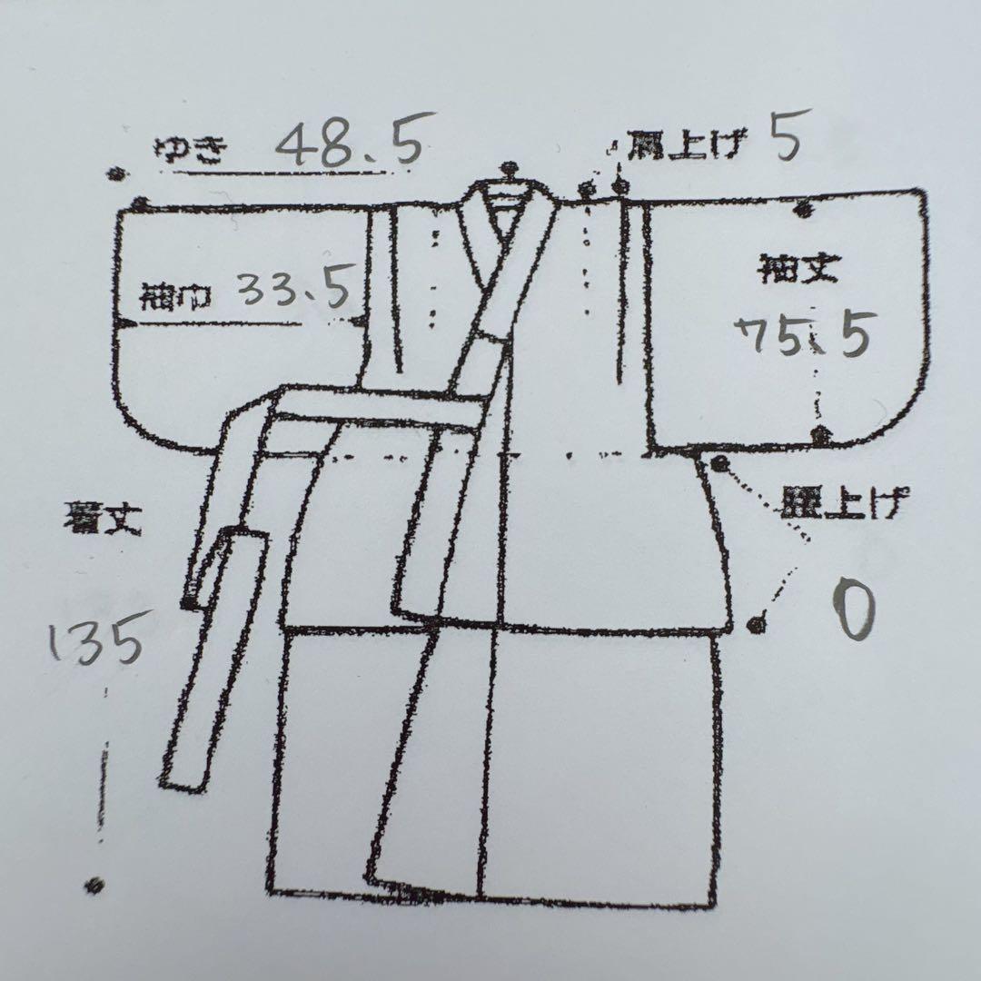 セット　七五三７歳女の子　青地花御所車　黒地袋帯　青海波金　袖なし長襦袢7103