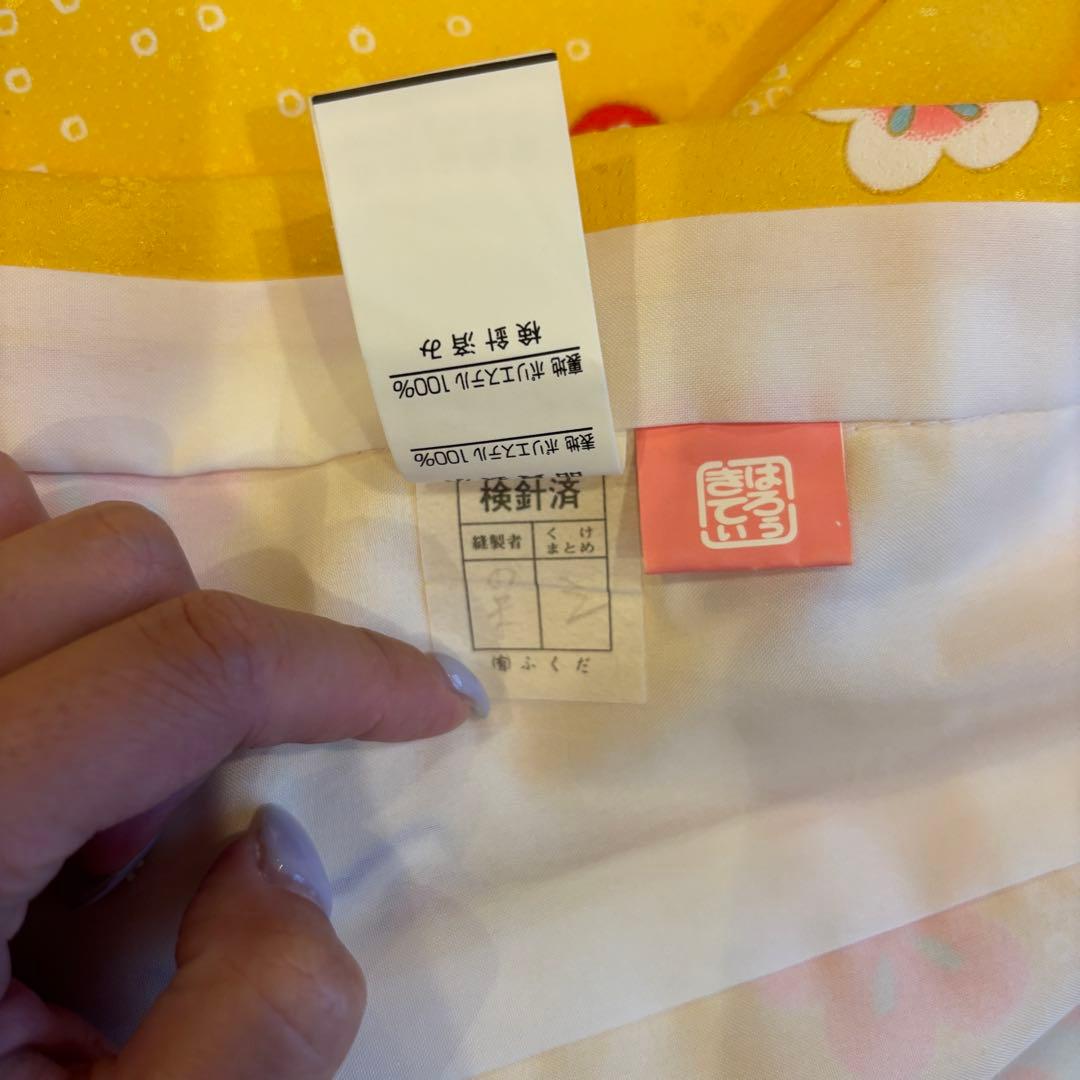 【美品】ハローキティ 七五三 着物セット平成レトロ　足袋付きイエロー3歳