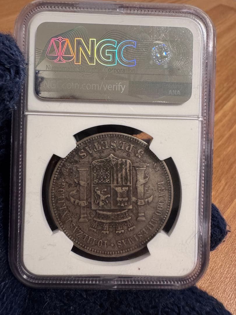 ☆本物保証 1870 スペイン 臨時政府 5ペセタ銀貨 NGC - メルカリ