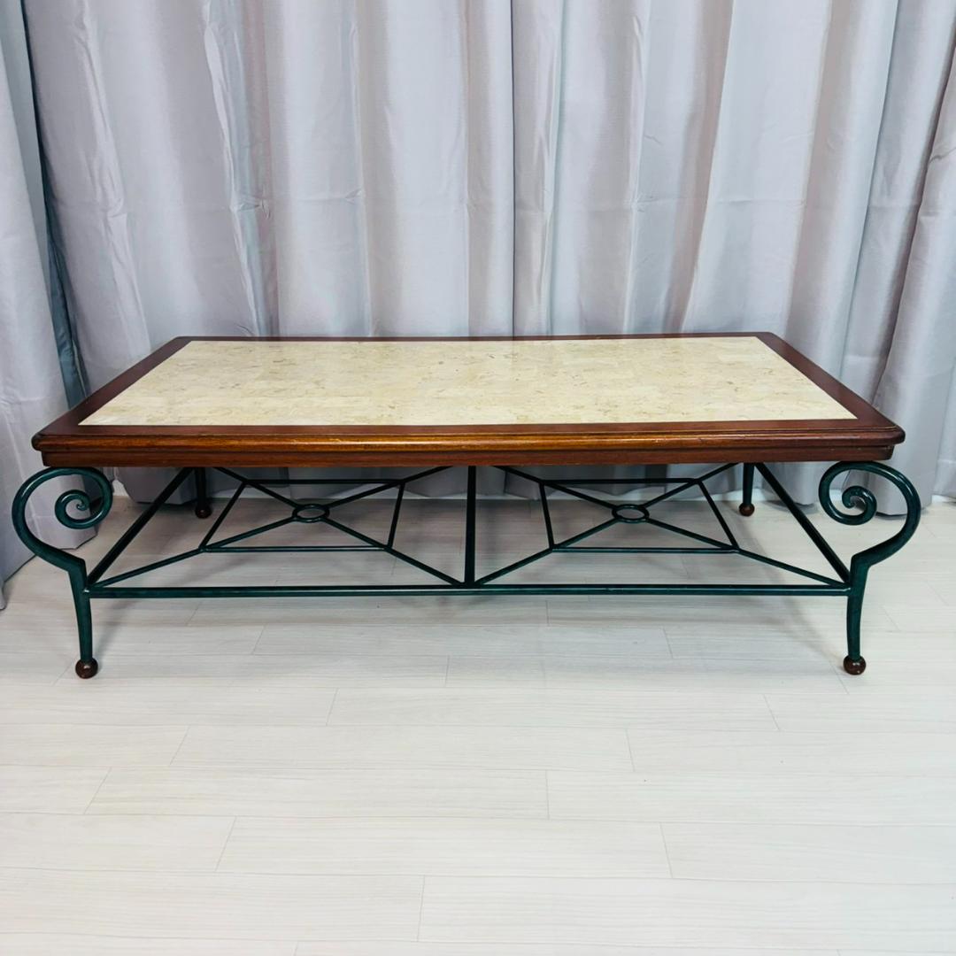 アンティーク マクタンストーン アイアン ローテーブル センターテーブル