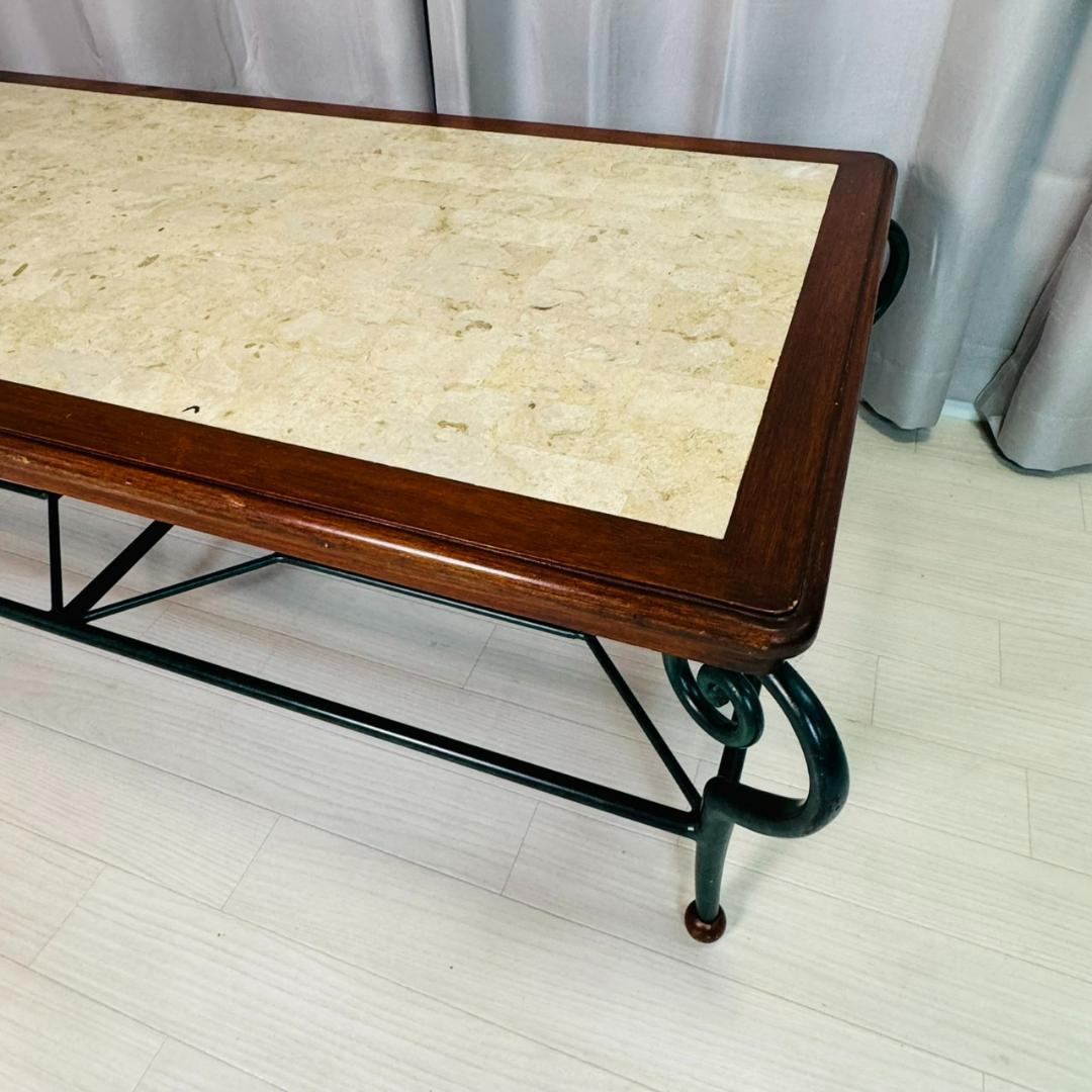 アンティーク マクタンストーン アイアン ローテーブル センターテーブル