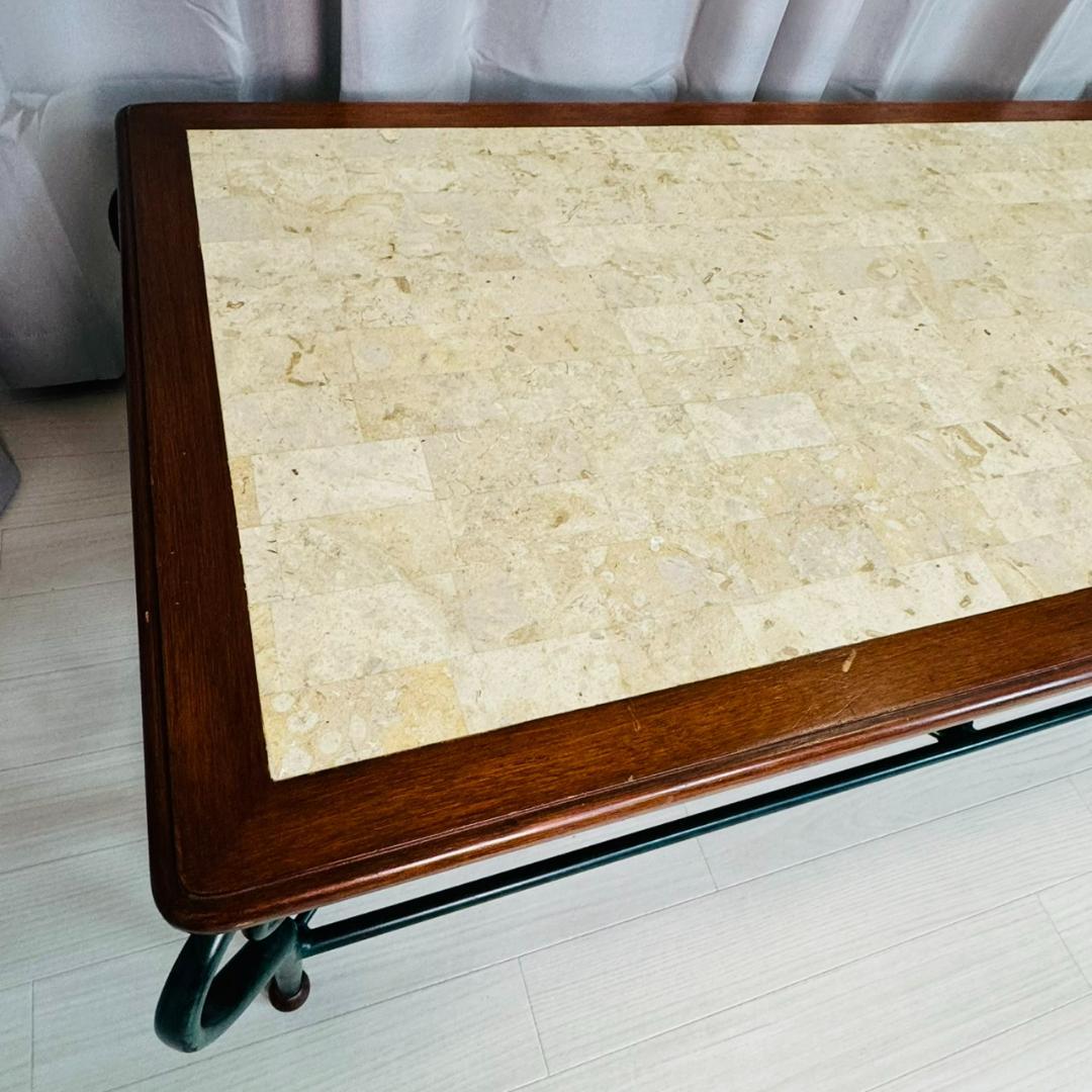 アンティーク マクタンストーン アイアン ローテーブル センターテーブル