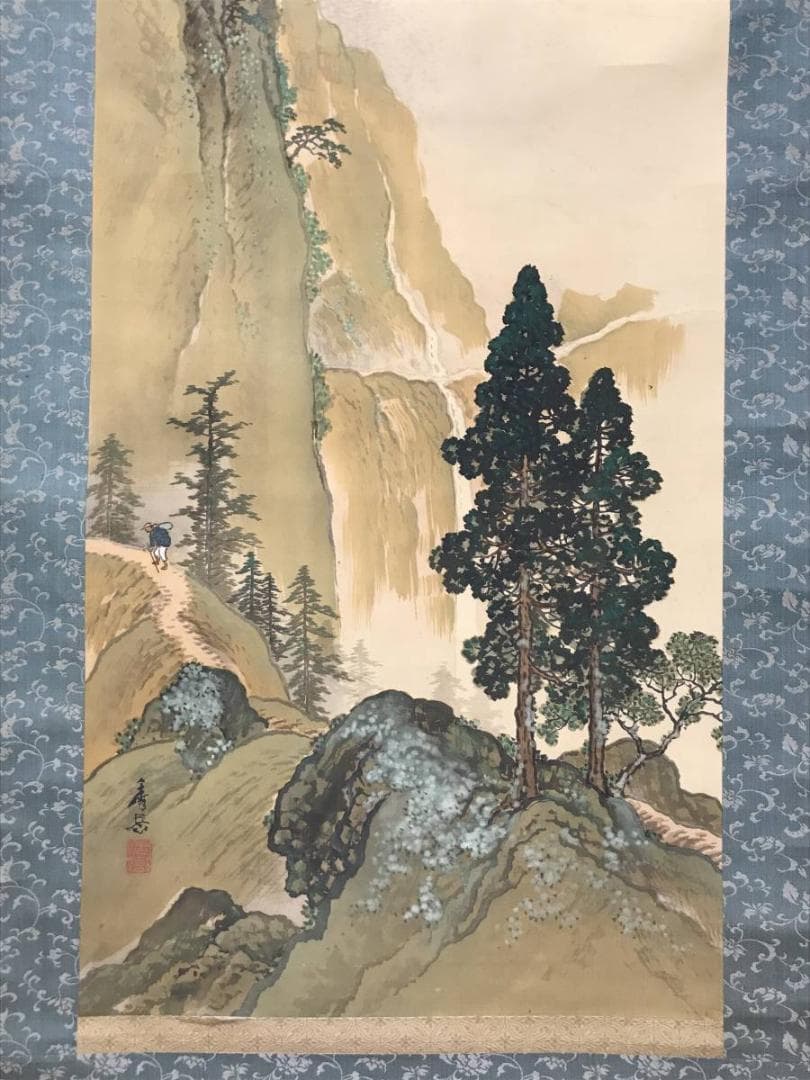 真作】西村秀岳/春山帰路図/山水図/掛軸/名家伝来/AC-326 - メルカリ