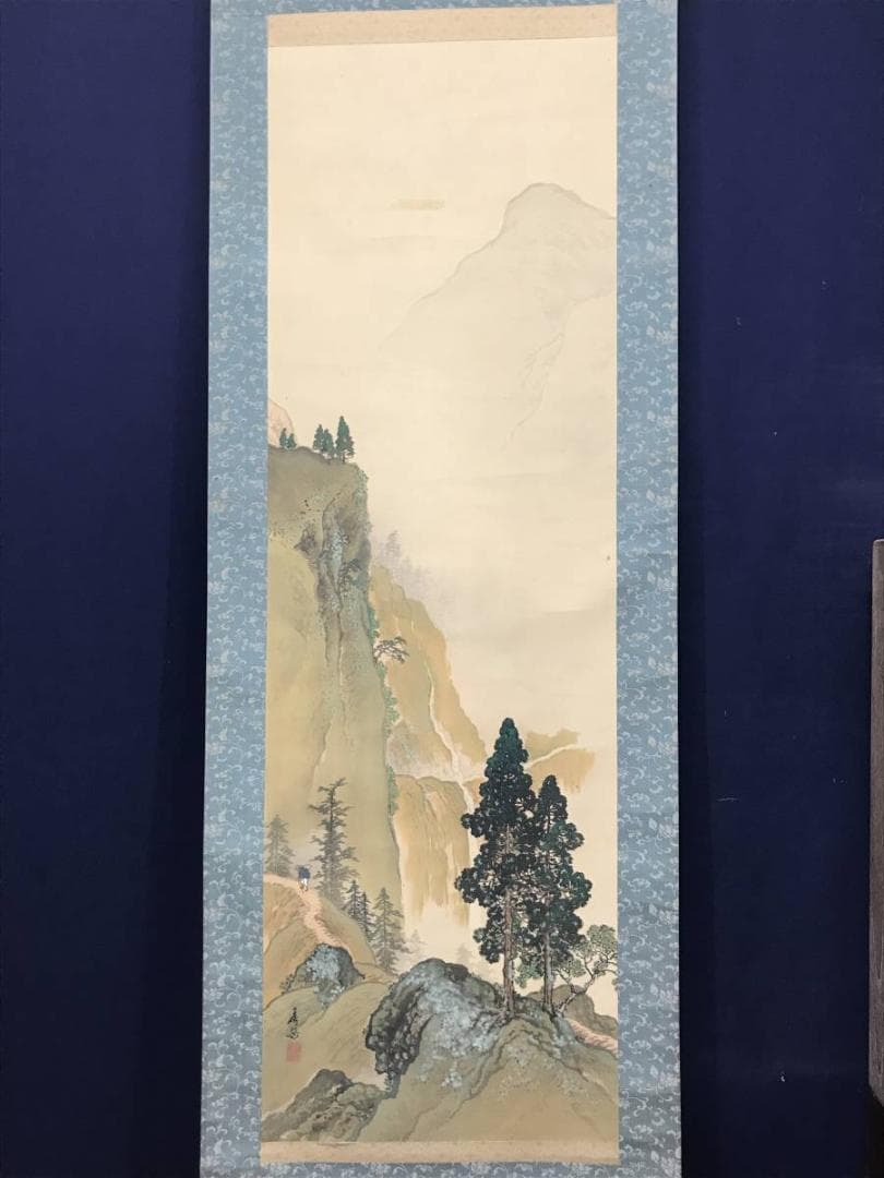 真作】西村秀岳/春山帰路図/山水図/掛軸/名家伝来/AC-326 - メルカリ