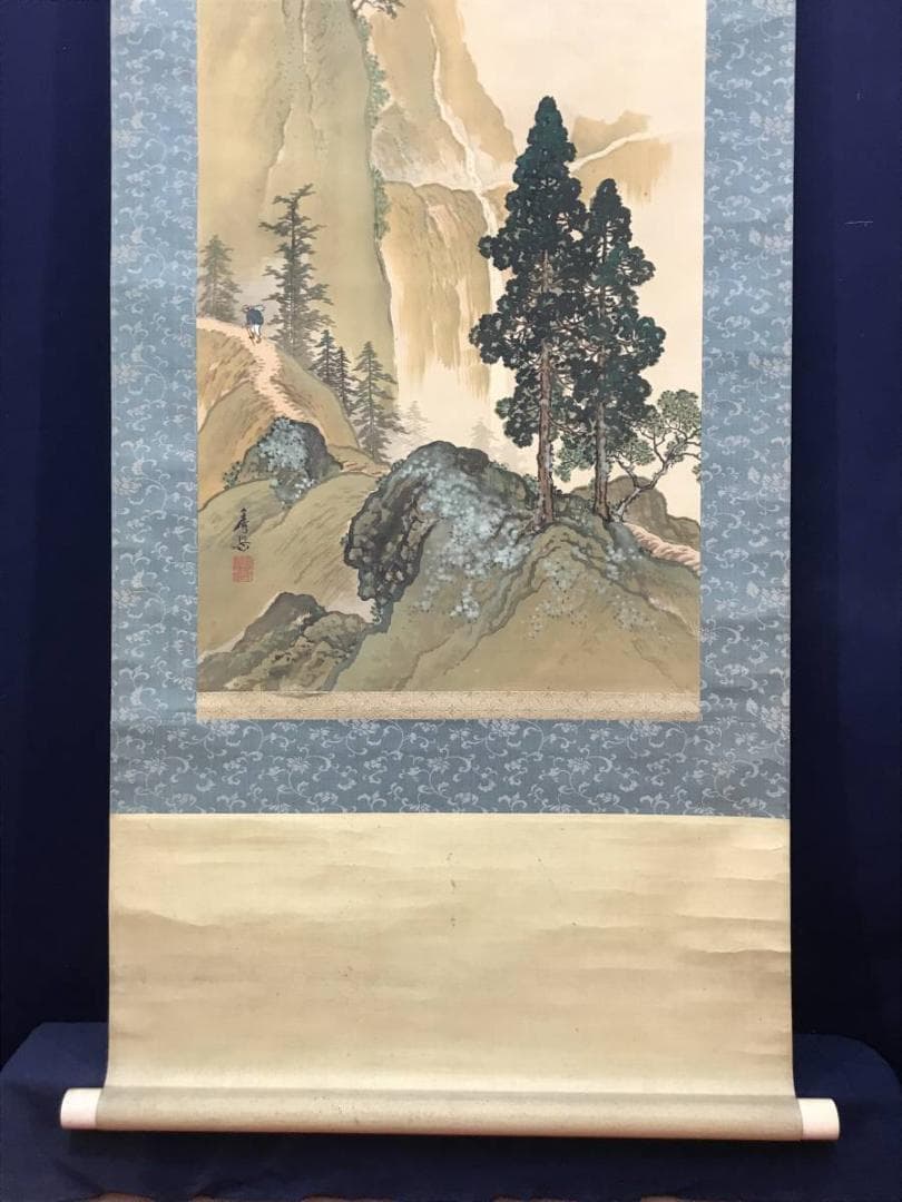 真作】西村秀岳/春山帰路図/山水図/掛軸/名家伝来/AC-326 - メルカリ
